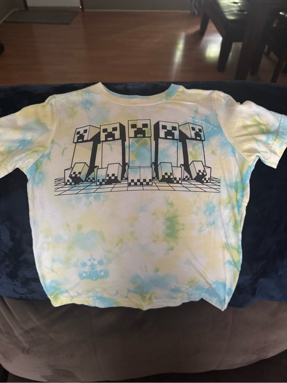 Minecraft Tie-Dye Creeper Graphic Tee - Yellow & Blue